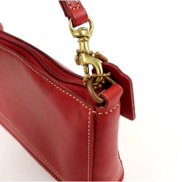 💎✨Authentic✨💎COACH Leather Canvas Hand Bag Shoulder bag Red - Picture 4 of 8